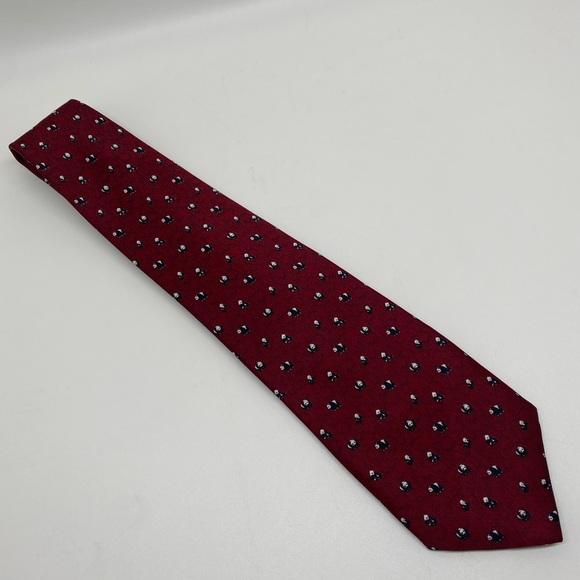 Kai Long Red Silk Handmade Panda Print Tie - Picture 7 of 12